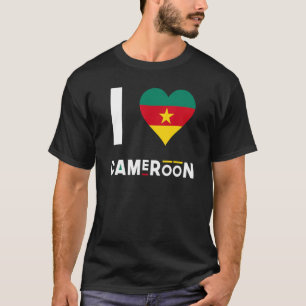 I Love Cameroon Cameroonian Flag Heart Africa Cam T-Shirt