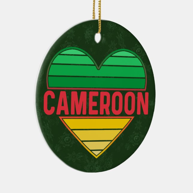 I Love Cameroon, Cameroonian Heart Ceramic Ornament (Right)