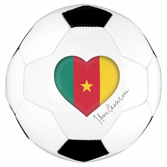 I Love Cameroon Flag Colours Heart Soccer Ball (Front)
