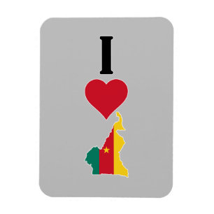 I Love Cameroon Vertical I Heart Country Flag Map Magnet