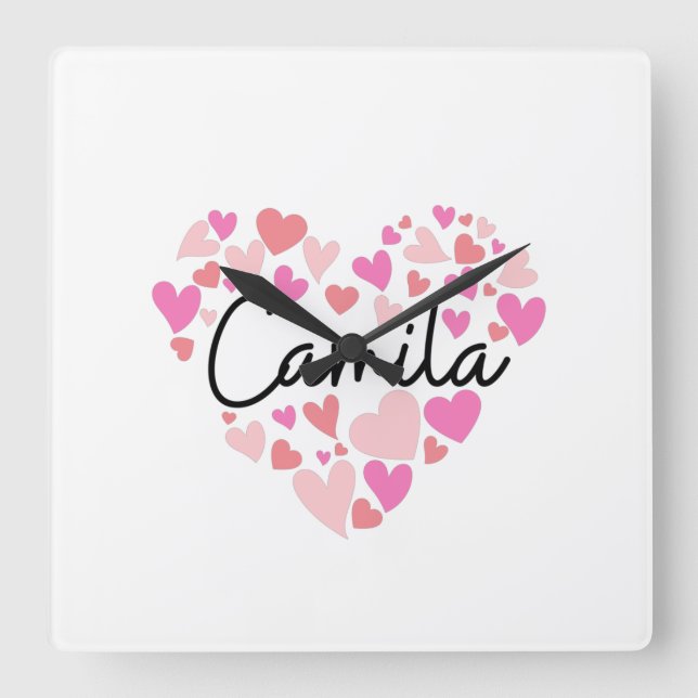I love Camila Square Wall Clock (Front)