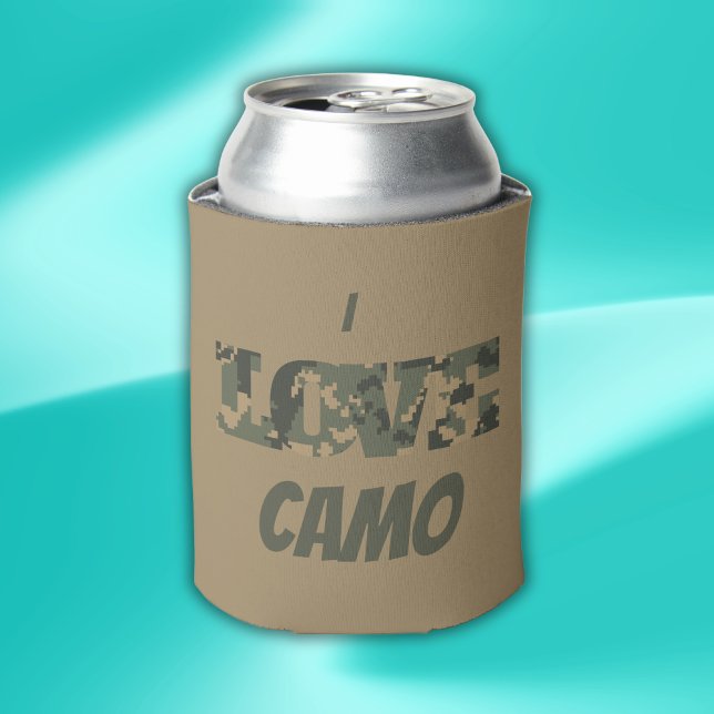 I Love Camouflage Green Brown | Can Cooler (Creator Uploaded)