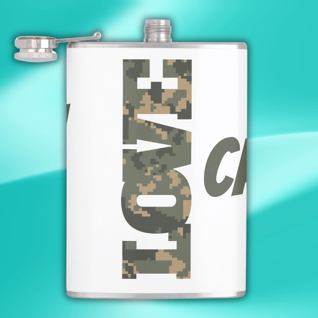 I Love Camouflage Green Brown | Hip Flask (Creator Uploaded)