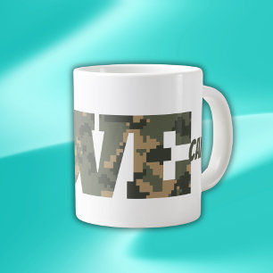I Love Camouflage Green Brown Large Coffee Mug