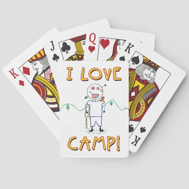 I Love Camp - Funny Kids Summer Camp Drawing Playing Cards (Back)