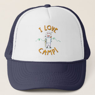 I Love Camp - Funny Kids Summer Camp Drawing Trucker Hat