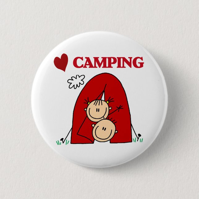 I Love Camping 6 Cm Round Badge (Front)