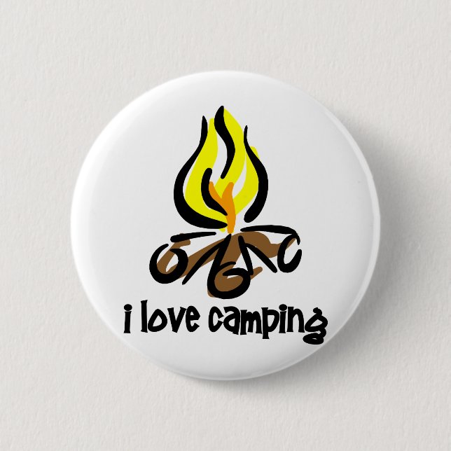 i love camping 6 cm round badge (Front)