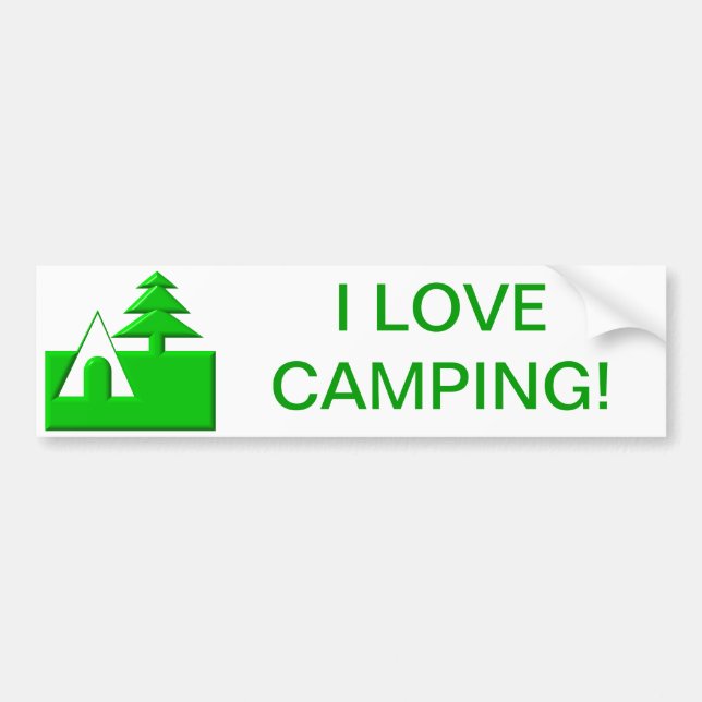 I love camping bumper sticker (Front)