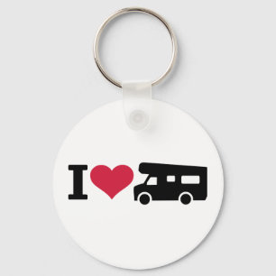 I love camping - camper key ring