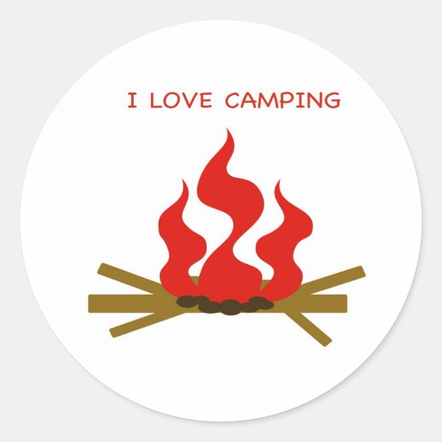 I LOVE CAMPING CLASSIC ROUND STICKER (Front)