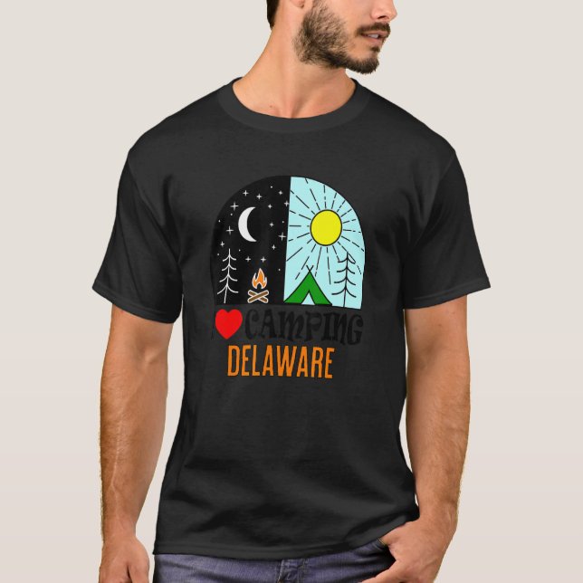 I Love Camping Delaware America Outdoors Nature Hi T-Shirt (Front)