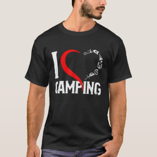 I Love Camping Heart With Mountains Campfire Flip  T-Shirt