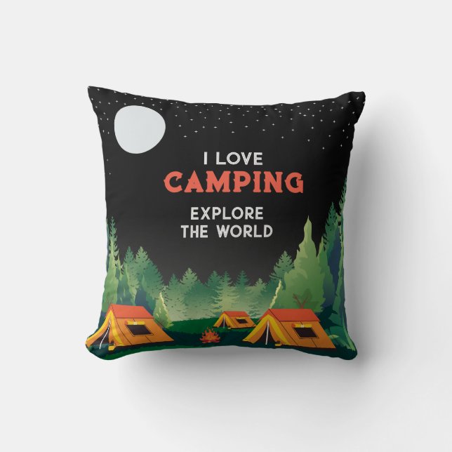 i love camping pillow (Front)