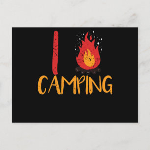 I Love Camping Trekking Campfire Burning Heat Postcard