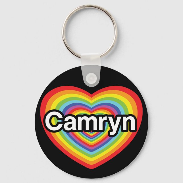 I love Camryn: rainbow heart Key Ring (Front)