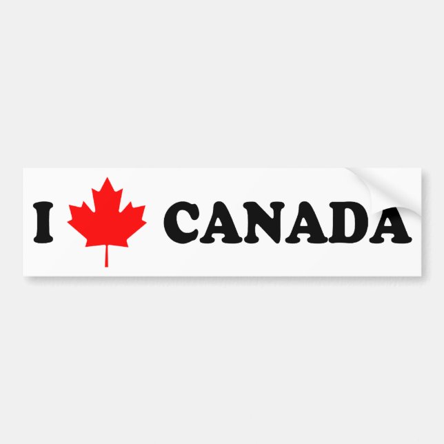 I Love Canada Bumper Sticker (Front)