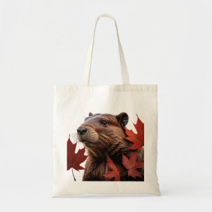 I Love Canada - Canadian Beaver with Leaf Tote Bag