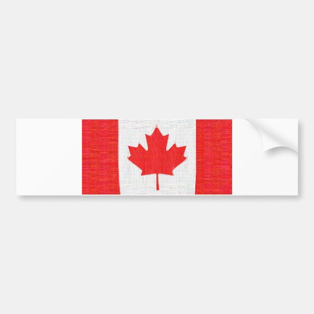 I love Canada! Canadian Flag Stitch Look Design Bumper Sticker (Front)