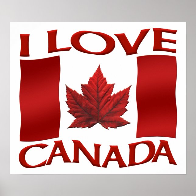 I Love Canada Poster Canada Souvenir Poster Print (Front)