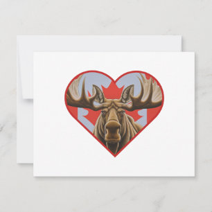 I Love Canada -Proud Canadian Moose and Maple Leaf Card