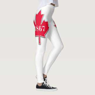 I LOVE Canada - Red Maple Leaf - Est 1867 Leggings