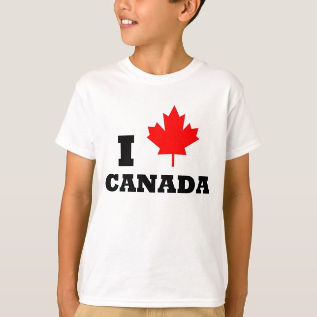 I Love Canada Red Maple Leaf T-shirt (Front)