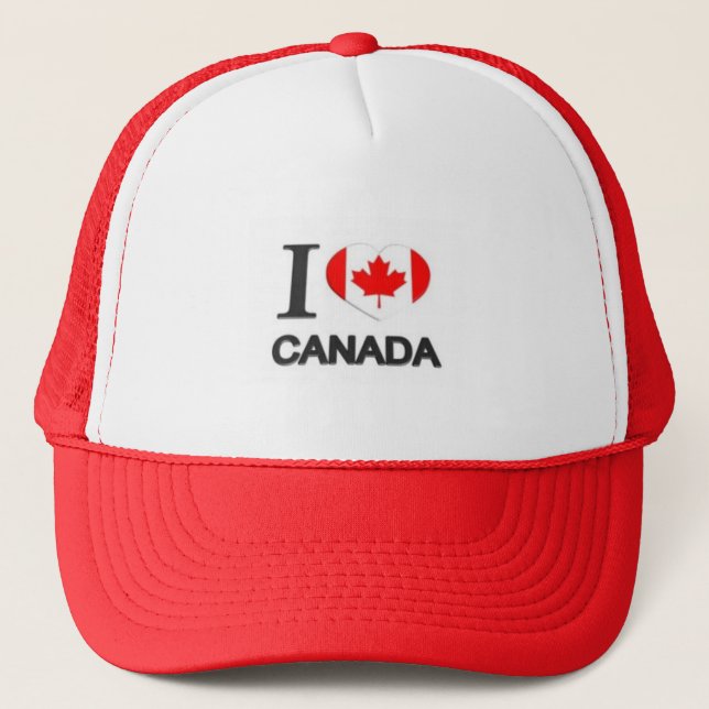 I Love Canada - Red Taco antitrump Trucker  Trucker Hat (Front)