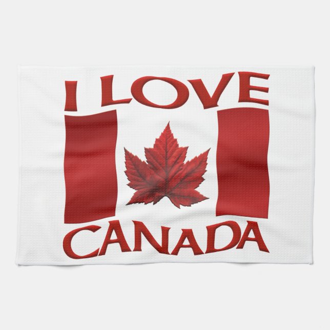 I Love Canada Souvenir Towel Canada Tea Towel Gift (Horizontal)