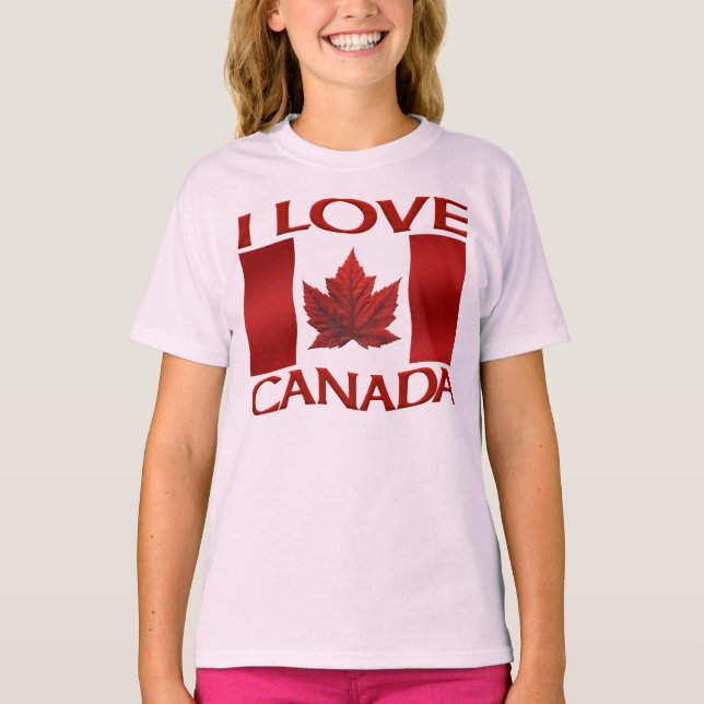 I Love Canada Sweatshirt Girl's Canada Souvenir T-Shirt (Front)