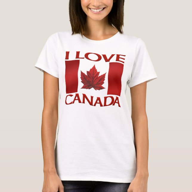 I Love Canada T-shirt Women's Canada Flag Shirt (Front)