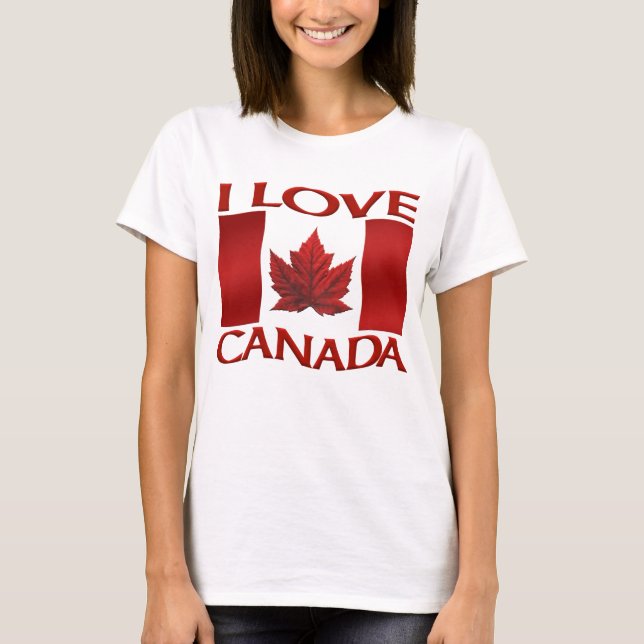 I Love Canada T-shirt Women's Canada Souvenir Tops (Front)