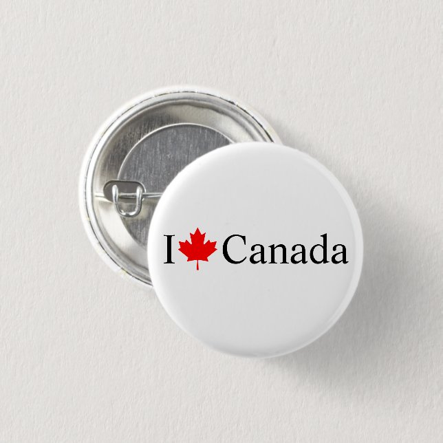 I Love Canada typography with red maple leaf 3 Cm Round Badge (Front & Back)