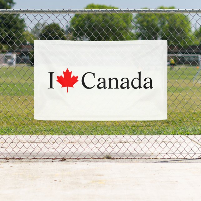 I Love Canada typography with red maple leaf Banner (Insitu)