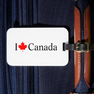 I Love Canada typography with red maple leaf Luggage Tag