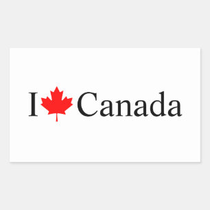 I Love Canada typography with red maple leaf Rectangular Sticker