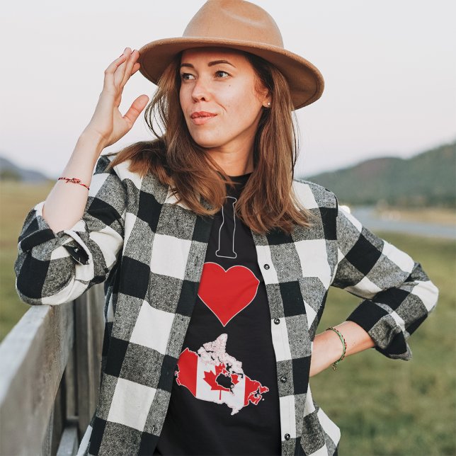 I Love Canada Vertical I Heart Canadian Flag Map T-Shirt (Creator Uploaded)