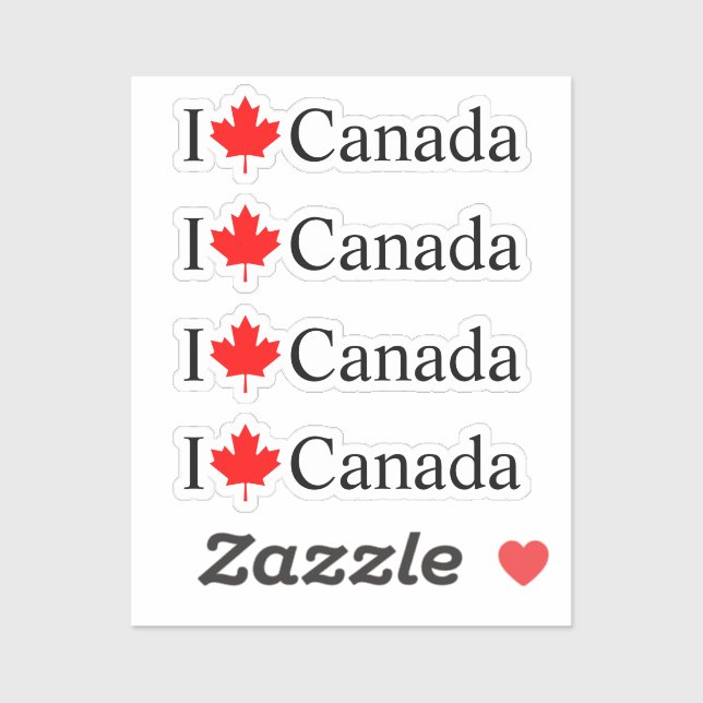 I love Canada with red maple leaf four (Sheet)