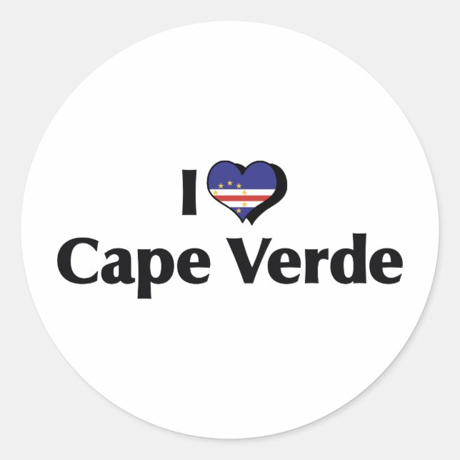 I Love Cape Verde Flag Classic Round Sticker (Front)