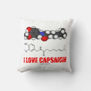 I Love Capsaicin Chilli Pepper Chemical Molecule Cushion