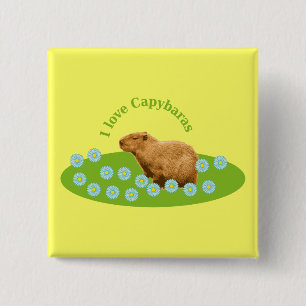 I love Capybaras 15 Cm Square Badge