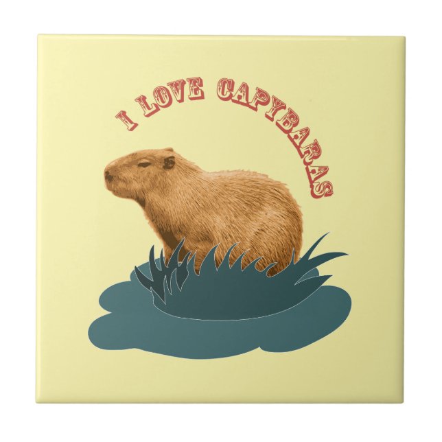 I Love Capybaras Cute Capybara Lover Ceramic Tile (Front)
