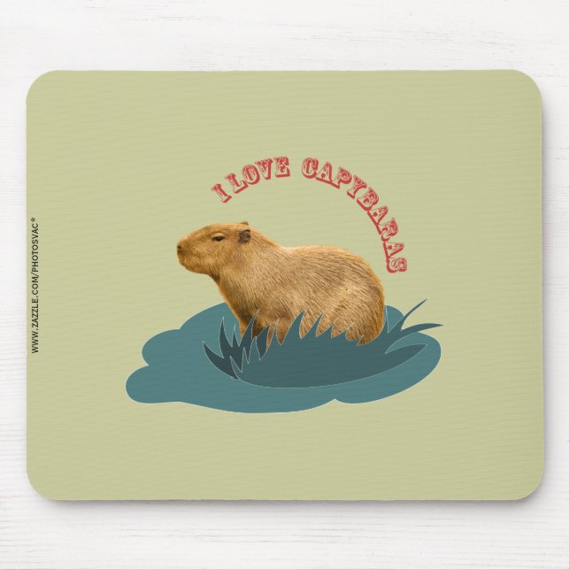 I Love Capybaras Cute Capybara Lover Mouse Pad (Front)