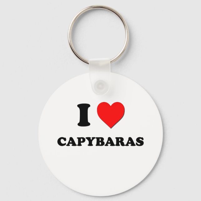 I Love Capybaras Key Ring (Front)
