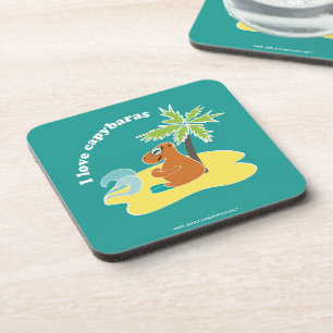 I Love Capybaras Tropical Beach Art Coaster