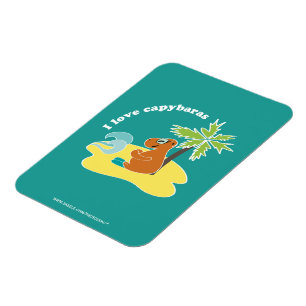 I Love Capybaras Tropical Beach Art Magnet