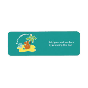 I Love Capybaras Tropical Beach Art Return Address Label