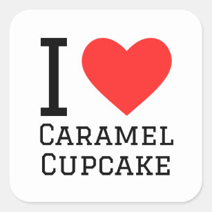 I love caramel cupcake square sticker