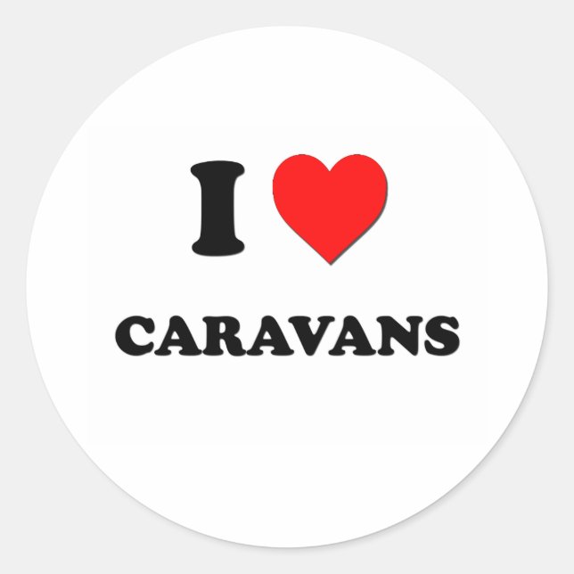 I love Caravans Classic Round Sticker (Front)