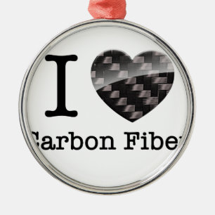 I Love Carbon Fibre Metal Tree Decoration